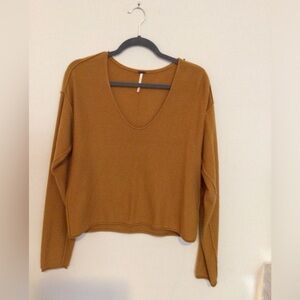 Rust/ Orange V-neck Free People Cashmere Sweater in Sz S
